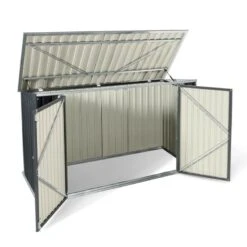 Abri De Jardin Coffre Métallique Vélos, Outils - 210 X 130 X 105 Cm -Intexoo Shop abri de jardin coffre metallique multi usage 210 x 130 x 105 cm 2