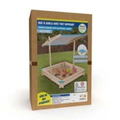 Bac à Sable En Bois Avec Toit Réglable "Sandyfun" 115x115 Cm 8 Bac à Sable En Bois Avec Toit Réglable "Sandyfun" 115x115 Cm -Intexoo Shop bac a sable en bois avec toit reglable sandyfun 3