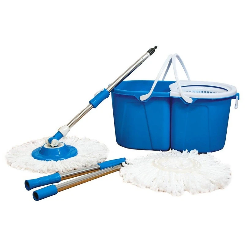 Balai Serpillière Microfibre Avec Seau Essoreur Bleu Double Bac 1 Balai Serpillière Microfibre Avec Seau Essoreur Bleu Double Bac