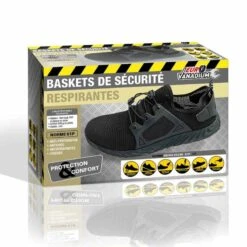 Baskets De Sécurité S1P Aération Nid D'abeille -Intexoo Shop baskets de securite noires 6