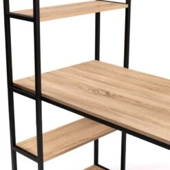 Bureau Effet Bois Et Métal Avec étagère Intégrée 10 Bureau Effet Bois Et Métal Avec étagère Intégrée -Intexoo Shop bureau bois et metal avec etagere 4