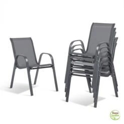 Chaises De Jardin Empilables Textilène X6 17 Chaises De Jardin Empilables Textilène X6 -Intexoo Shop chaises de jardin empilables textilene x6 2