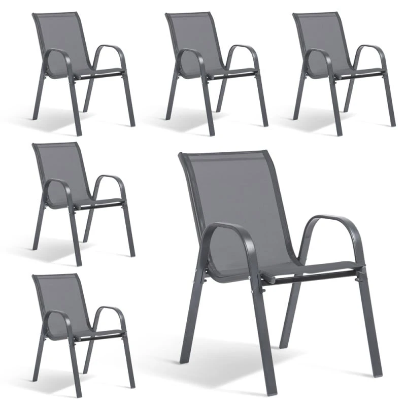Chaises De Jardin Empilables Textilène X6 1 Chaises De Jardin Empilables Textilène X6