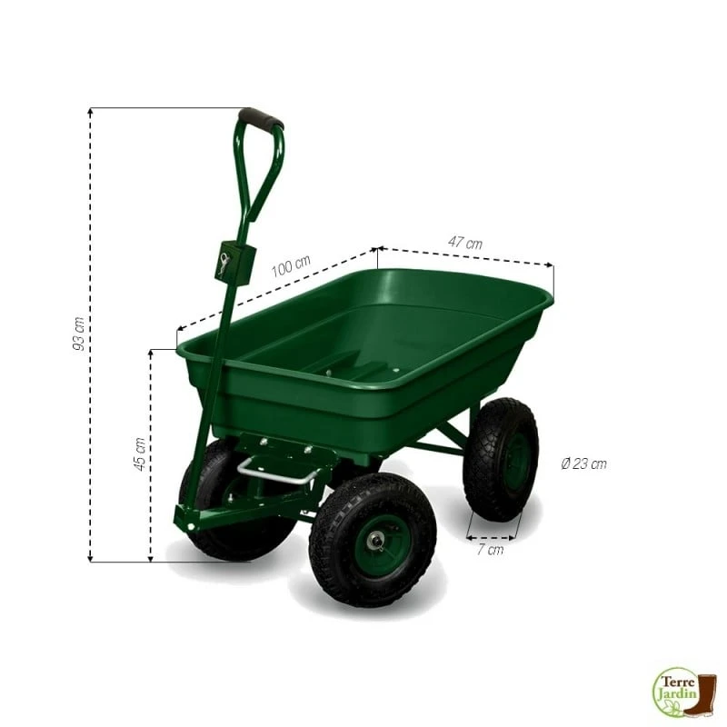 Chariot De Jardin 4 Roues - 52 Litres Capacité 120 Kg 2 Chariot De Jardin 4 Roues - 52 Litres Capacité 120 Kg - Image 2