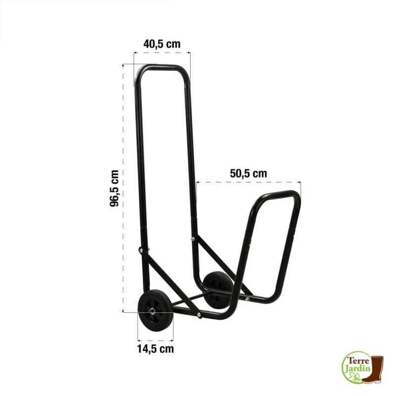 Chariot Pour Bûches De Bois En Métal Sur Roues 2 Chariot Pour Bûches De Bois En Métal Sur Roues - Image 2