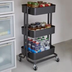Desserte à Roulettes 3 Niveaux BlacKitchen -Intexoo Shop desserte a roulettes 10