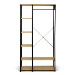 Dressing Porte Vêtements Effet Bois Et Métal 7 Dressing Porte Vêtements Effet Bois Et Métal -Intexoo Shop dressing porte vetements bois et metal 2