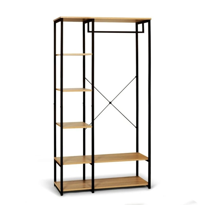 Dressing Porte Vêtements Effet Bois Et Métal 1 Dressing Porte Vêtements Effet Bois Et Métal