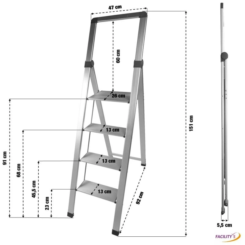 Escabeau 4 Marches Alu Pro Extra-slim 4 Escabeau 4 Marches Alu Pro Extra-slim - Image 4