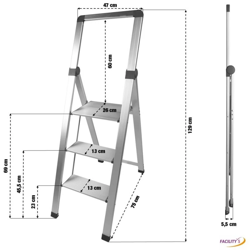 Escabeau Marchepied 3 Marches Alu Pro Extra-slim 4 Escabeau Marchepied 3 Marches Alu Pro Extra-slim - Image 4