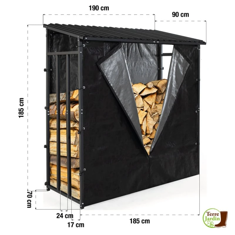 Étagère à Bûches 185 X 190 Cm Avec Housse De Protection 3 Étagère à Bûches 185 X 190 Cm Avec Housse De Protection - Image 3