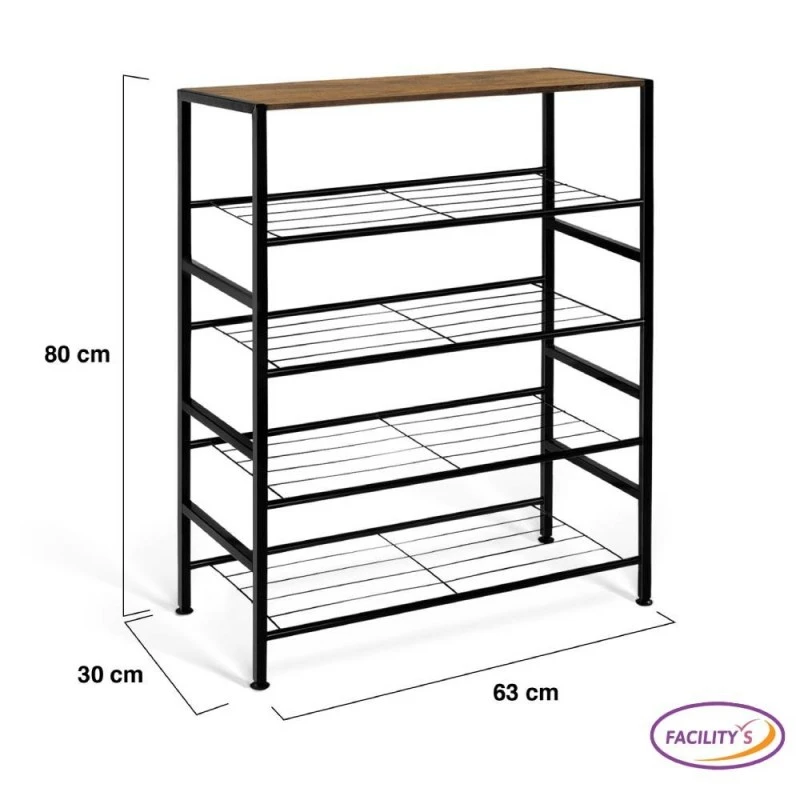Étagère à Chaussures Style Industriel - 4 Niveaux 2 Étagère à Chaussures Style Industriel - 4 Niveaux - Image 2