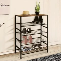 Étagère à Chaussures Style Industriel - 4 Niveaux 8 Étagère à Chaussures Style Industriel - 4 Niveaux -Intexoo Shop etagere a chaussures style industriel 4 niveaux 3