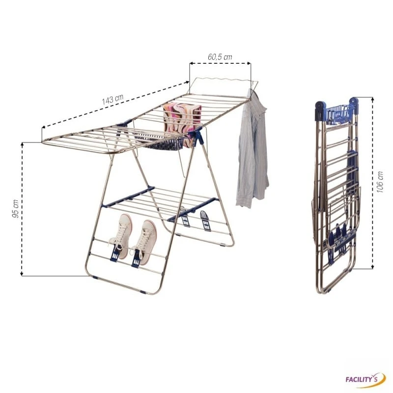 Étendoir à Linge Inox Avec Porte Cintres 3 Étendoir à Linge Inox Avec Porte Cintres - Image 3