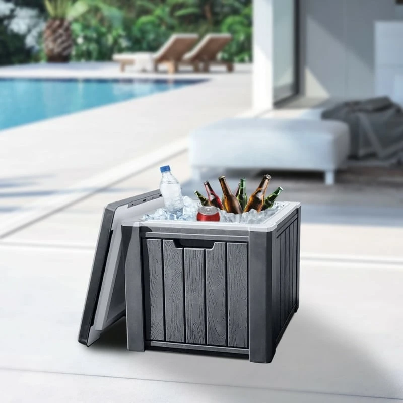 Glacière "ice Cube" Multifonction Table Ou Tabouret Effet Bois 37 L 4 Glacière "ice Cube" Multifonction Table Ou Tabouret Effet Bois 37 L - Image 4