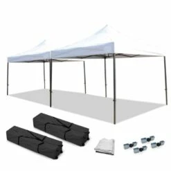 Lot De 2 Tonnelles Barnum Professionnelles 3x3 Pliantes Avec 4 Connecteurs Et 1 Gouttière