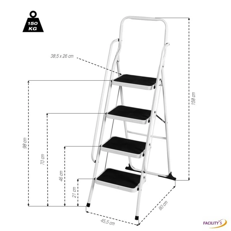 Escabeau Marchepied Acier 4 Marches Larges Sécurité 2 Escabeau Marchepied Acier 4 Marches Larges Sécurité - Image 2