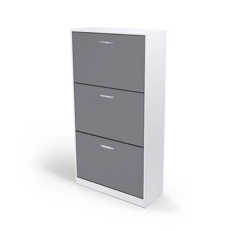 Meuble à Chaussures Blanc Et Gris 4 Meuble à Chaussures Blanc Et Gris - Image 4