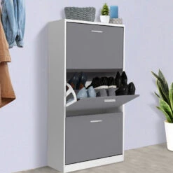 Meuble à Chaussures Blanc Et Gris 11 Meuble à Chaussures Blanc Et Gris -Intexoo Shop meuble a chaussures blanc et gris 5