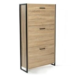 Meuble à Chaussures Effet Bois Et Métal