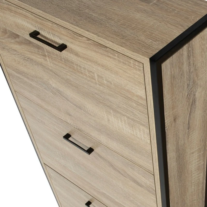 Meuble à Chaussures Effet Bois Et Métal 4 Meuble à Chaussures Effet Bois Et Métal - Image 4