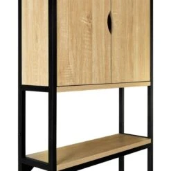 Meuble étagère Pour WC Et Salle De Bain Effet Bois Et Métal -Intexoo Shop meuble etagere pour wc et salle de bain bois et metal 4