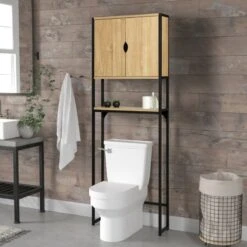 Meuble étagère Pour WC Et Salle De Bain Effet Bois Et Métal -Intexoo Shop meuble etagere pour wc et salle de bain bois et metal 5