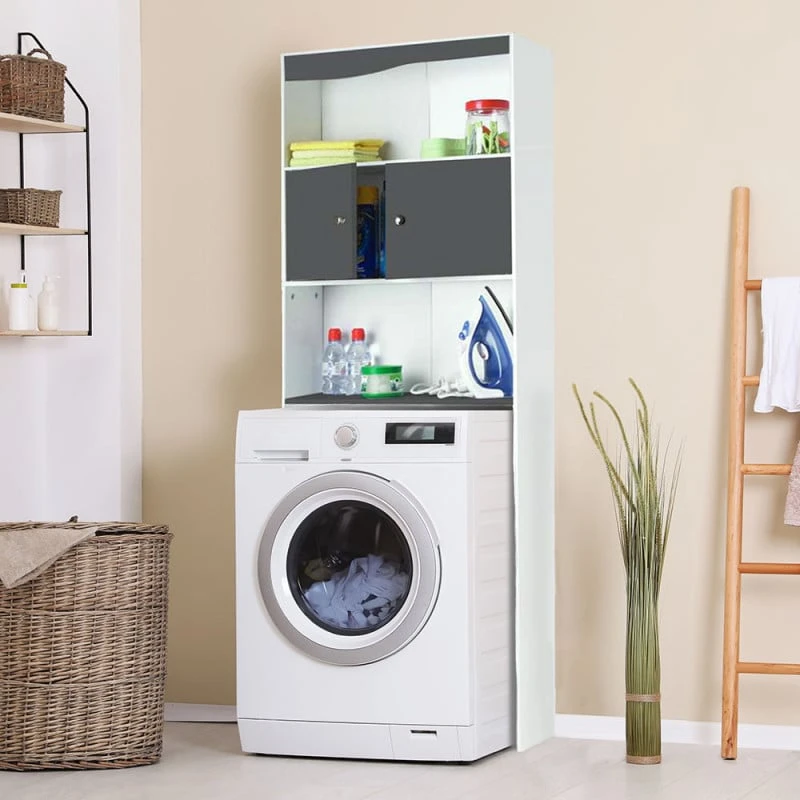 Meuble étagère WC 2 Portes Effet Bois 3 Meuble étagère WC 2 Portes Effet Bois - Image 3