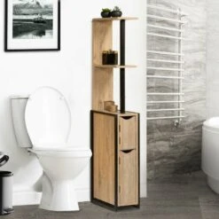 Meuble WC Effet Bois Et Métal Type Industriel 9 Meuble WC Effet Bois Et Métal Type Industriel -Intexoo Shop meuble wc bois et metal type industriel 4