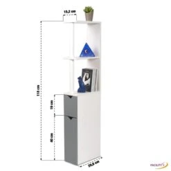 Meuble WC Effet Bois Avec 2 Portes Grises -Intexoo Shop meuble wc en bois avec 2 portes grises 2