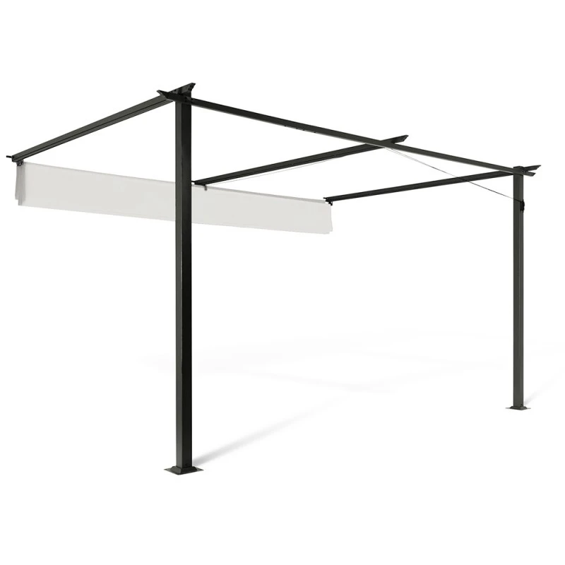Pergola Adossée 2,70 X 4 M Avec Toile Rétractable écrue 3 Pergola Adossée 2,70 X 4 M Avec Toile Rétractable écrue - Image 3