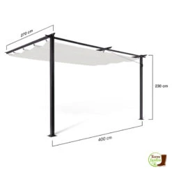 Pergola Adossée 2,70 X 4 M Avec Toile Rétractable écrue 18 Pergola Adossée 2,70 X 4 M Avec Toile Rétractable écrue -Intexoo Shop pergola adossee 3 x 4 m avec toile retractable ecrue 7