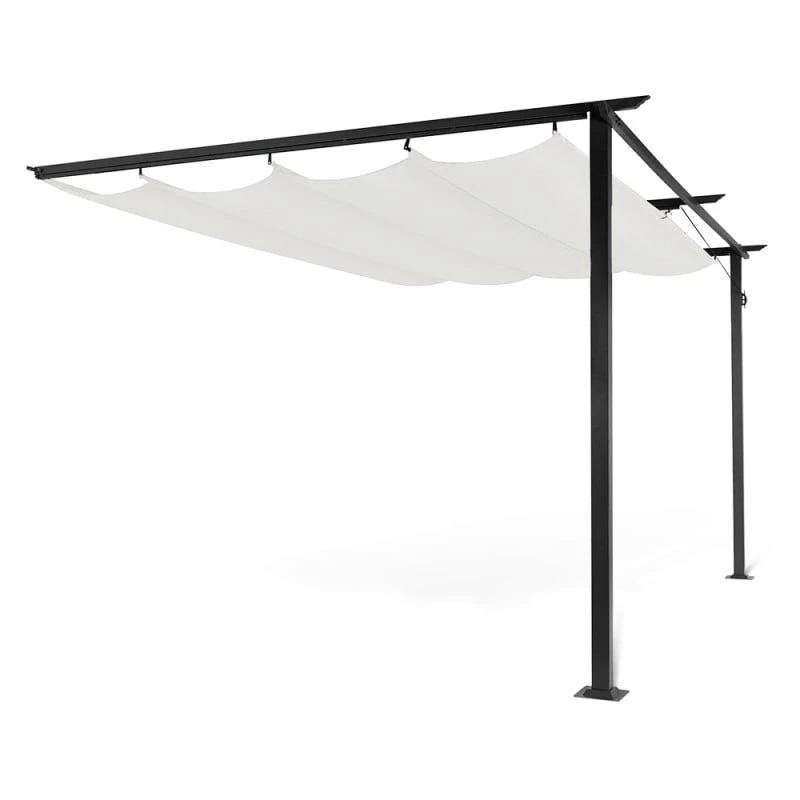 Pergola Adossée 2,70 X 4 M Avec Toile Rétractable écrue 1 Pergola Adossée 2,70 X 4 M Avec Toile Rétractable écrue
