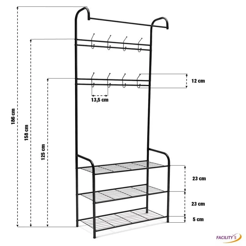 Porte Manteau Vestiaire Entrée 8 Patères 2 Porte Manteau Vestiaire Entrée 8 Patères - Image 2