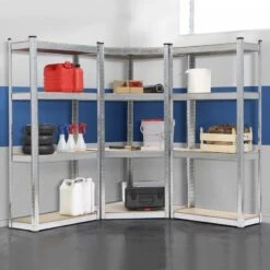 Triple étagère D'angle Pour Charges Lourdes - 4 Niveaux 9 Triple étagère D'angle Pour Charges Lourdes - 4 Niveaux -Intexoo Shop rayonnage d angle pour charges lourdes 4 niveaux 4