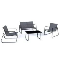 Salon De Jardin 4 Personnes Acier Et Textilène "Panama"