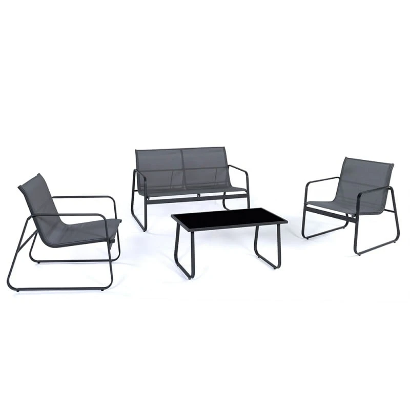 Salon De Jardin 4 Personnes Acier Et Textilène "Panama" 1 Salon De Jardin 4 Personnes Acier Et Textilène "Panama"