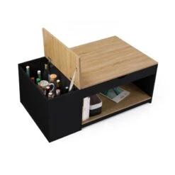 Table Basse Avec Plateau Relevable Effet Bois - Style Industriel -Intexoo Shop table basse avec plateau relevable effet bois style industriel 2