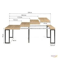 Table Console Extensible Effet Bois Et Métal - 4 Rallonges -Intexoo Shop table console extensible bois et metal 2