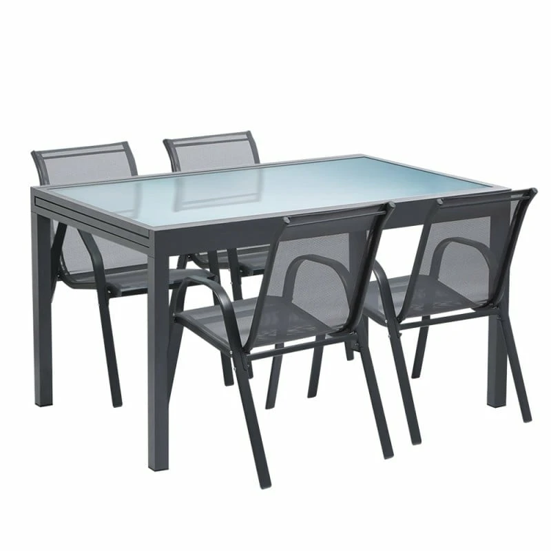 Table De Jardin Extensible En Verre Avec 4 Chaises 1 Table De Jardin Extensible En Verre Avec 4 Chaises