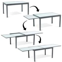 Table De Jardin Extensible En Verre Trempé 14 Table De Jardin Extensible En Verre Trempé -Intexoo Shop table de jardin extensible en verre trempe 5
