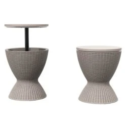 Table Glacière Cool Bar Imitation Rotin