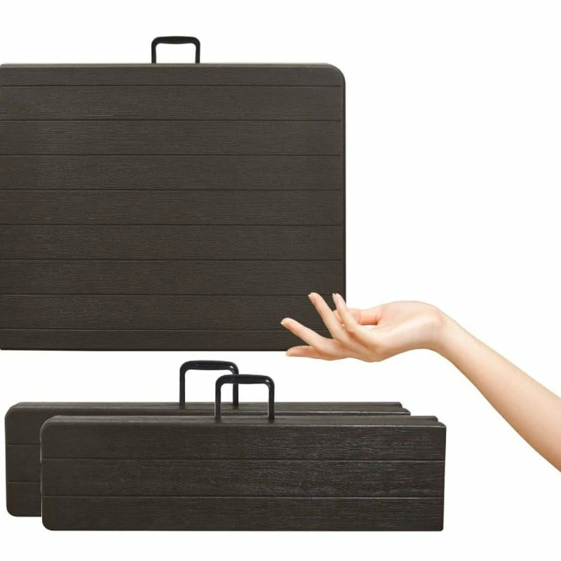 Lot Table Pliante 8 Personnes "effet Bois" + 2 Bancs 4 Pers 3 Lot Table Pliante 8 Personnes "effet Bois" + 2 Bancs 4 Pers - Image 3