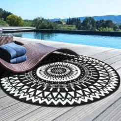 Tapis D'extérieur Rond Et Réversible -Intexoo Shop tapis d exterieur rond et reversible 3