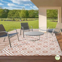 Tapis Extérieur Réversible Pour Balcon Et Terrasse Terracotta -Intexoo Shop tapis exterieur reversible pour balcon et terrasse terracotta 4